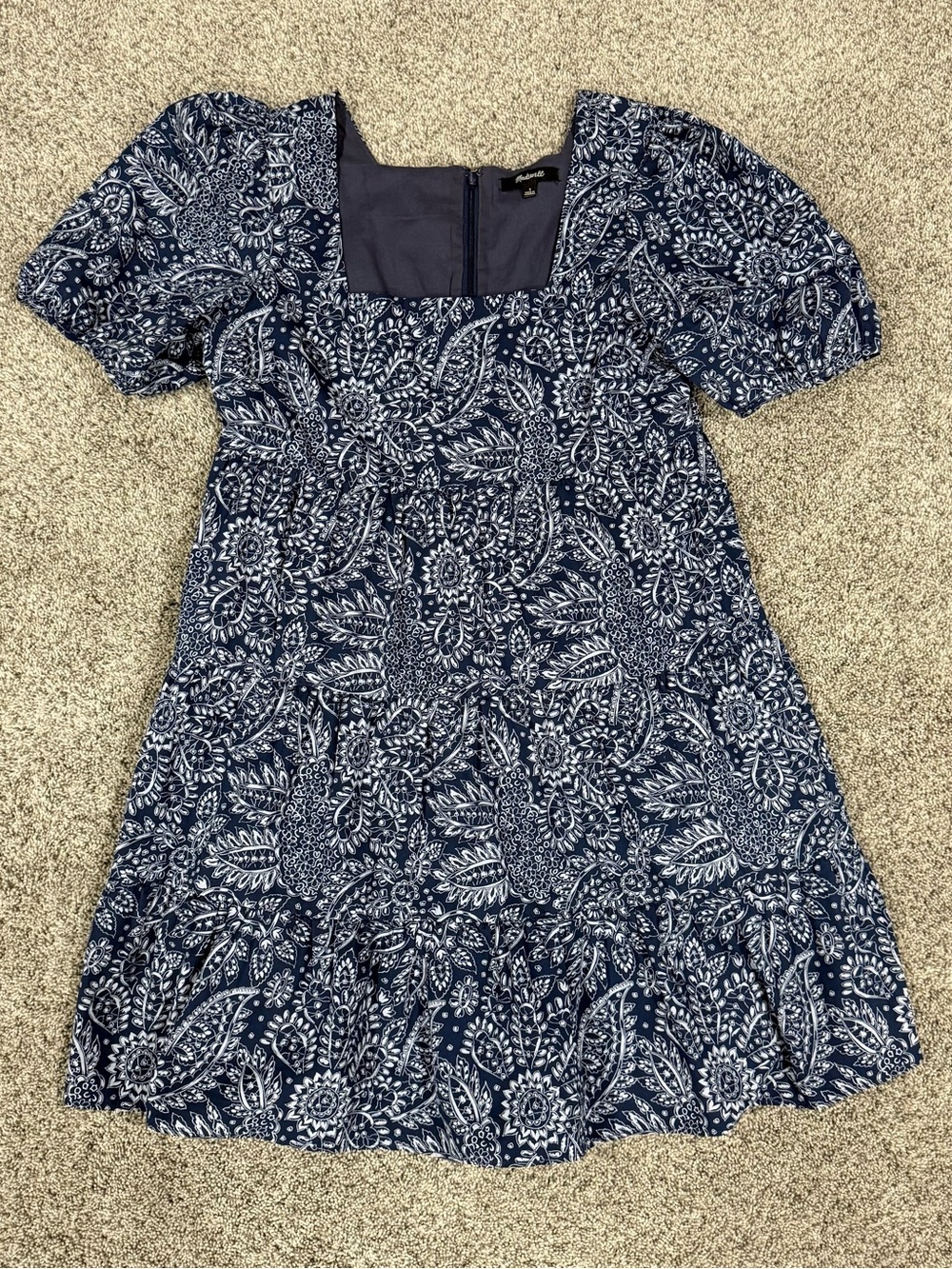 Madewell Blue Poplin Cotton Puff Sleeve Tiered Mini Babydoll Dress Women’s US 4 - Picture 5 of 14